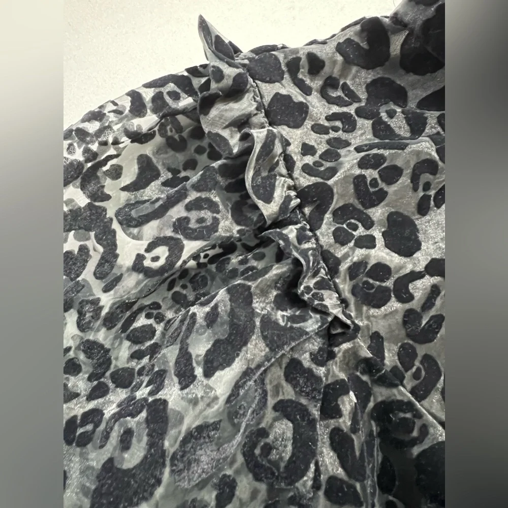 Zara Black Semi-Sheer Animal Print Velvet Party Evening Formal Wedding Top
